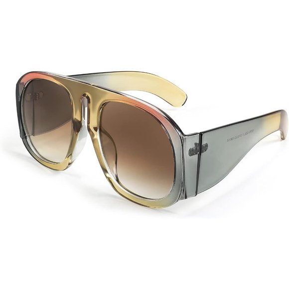 Women Retro Trendy Avaitor Oversized Vintage 70s 80s Flat Shield Shades B2745 main image 9